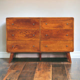 Solid Mango Wood Chest Of 6 Drawers Large And Curved - Lincoln