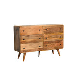 Solid Mango Wood Chest Of 6 Drawers Large And Curved - Lincoln