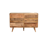 Solid Mango Wood Chest Of 6 Drawers Large And Curved - Lincoln