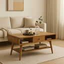 Solid Mango Wood Coffee Table With 1 Drawer - Coventry