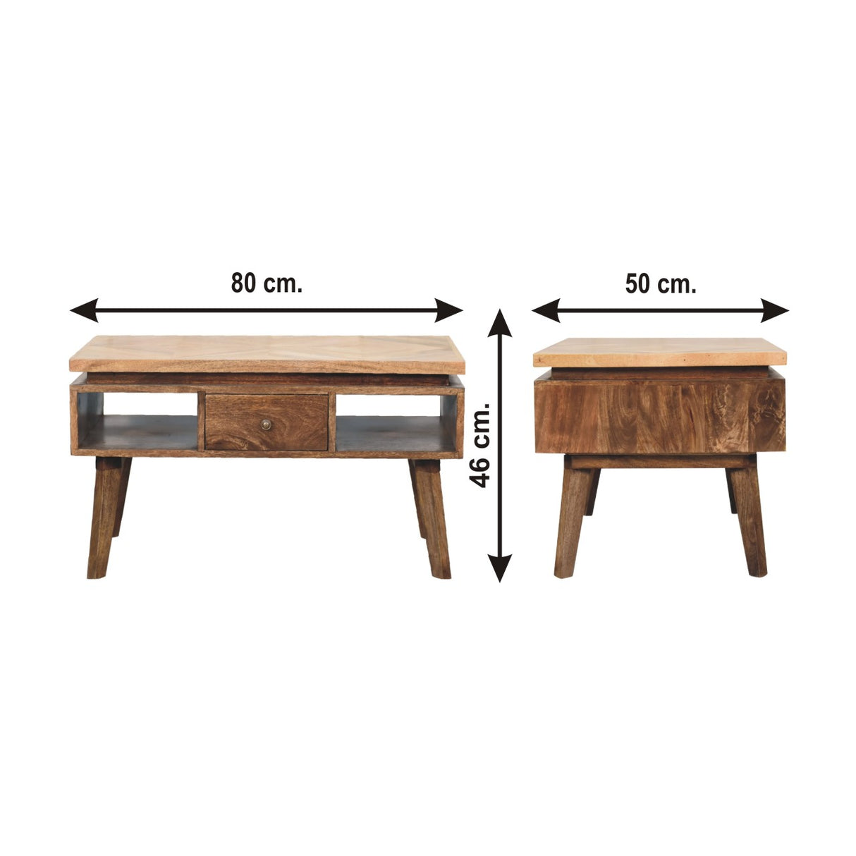 Solid Mango Wood Coffee Table With 2 Drawers - Granary