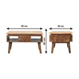 Solid Mango Wood Coffee Table With 2 Drawers - Granary