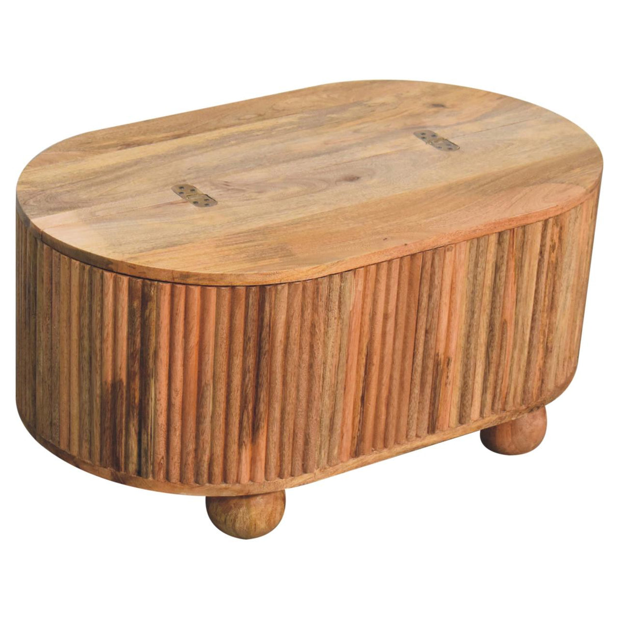 Solid Mango Wood Coffee Table Ball With Lid-Up - Soba