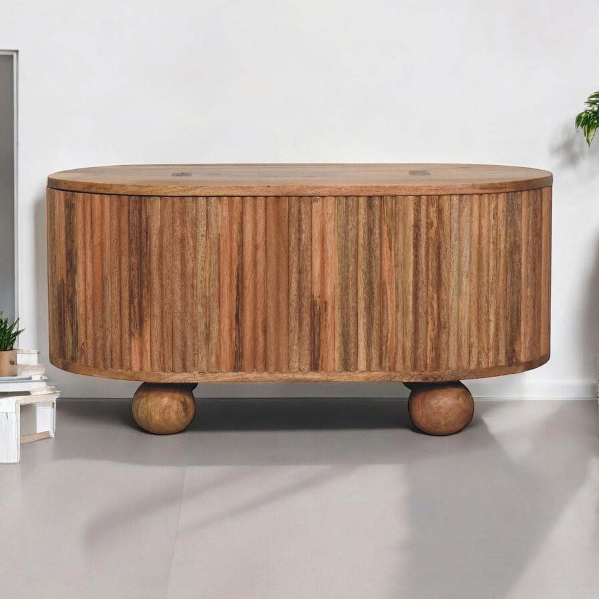 Solid Mango Wood Coffee Table Ball With Lid-Up - Soba