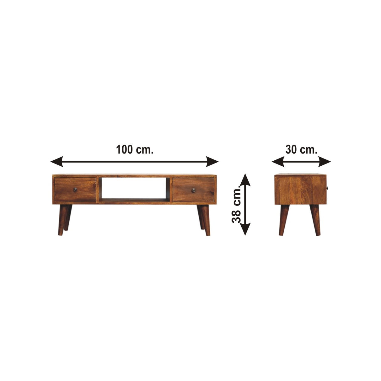 Solid Mango Wood Coffee Table Classic With 2 Drawers - Derby