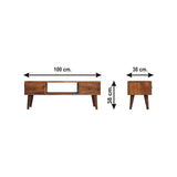 Solid Mango Wood Coffee Table Classic With 2 Drawers - Derby