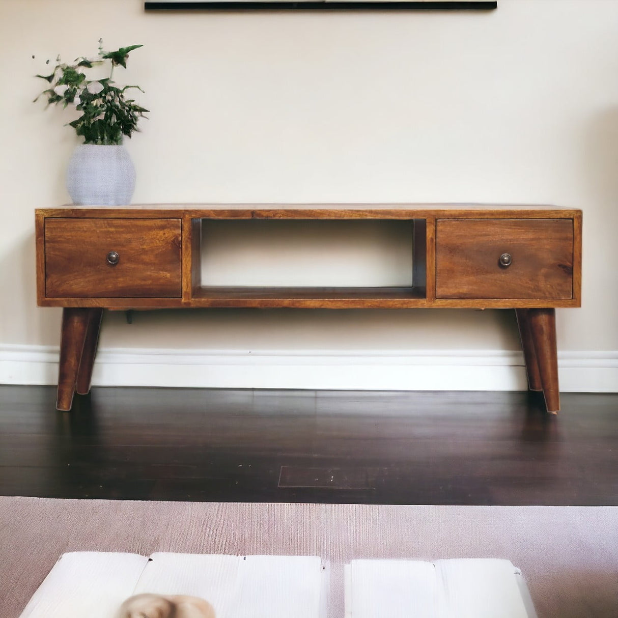 Solid Mango Wood Coffee Table Classic With 2 Drawers - Derby