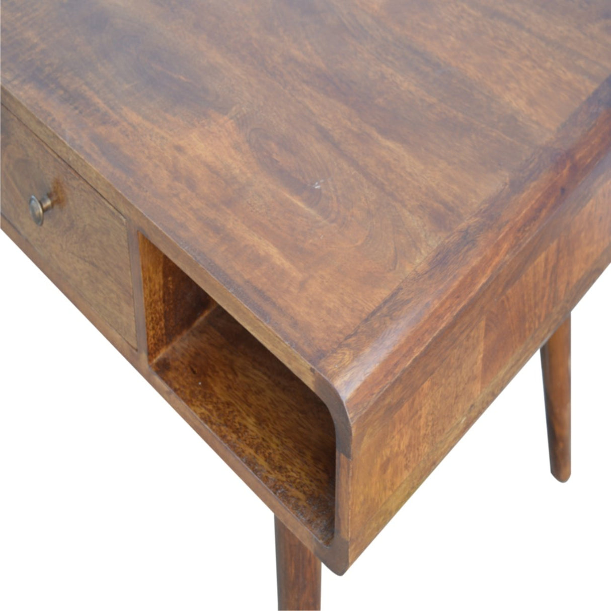Solid Mango Wood Coffee Table Curved 1 Drawer - Gloucester