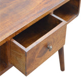 Solid Mango Wood Coffee Table Curved 1 Drawer - Gloucester