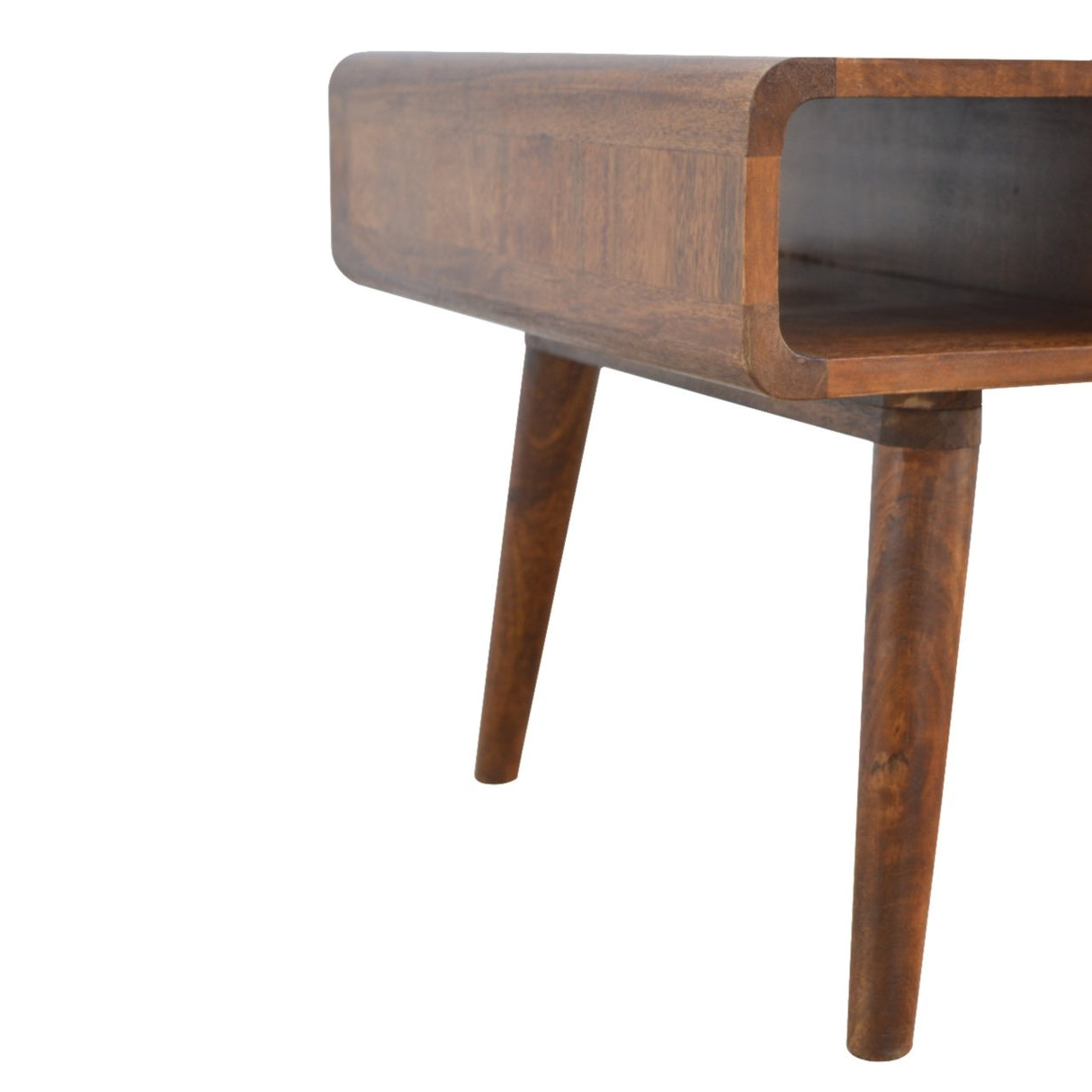 Solid Mango Wood Coffee Table Curved 1 Drawer - Gloucester
