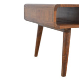 Solid Mango Wood Coffee Table Curved 1 Drawer - Gloucester