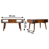 Solid Mango Wood Coffee Table Curved 1 Drawer - Gloucester