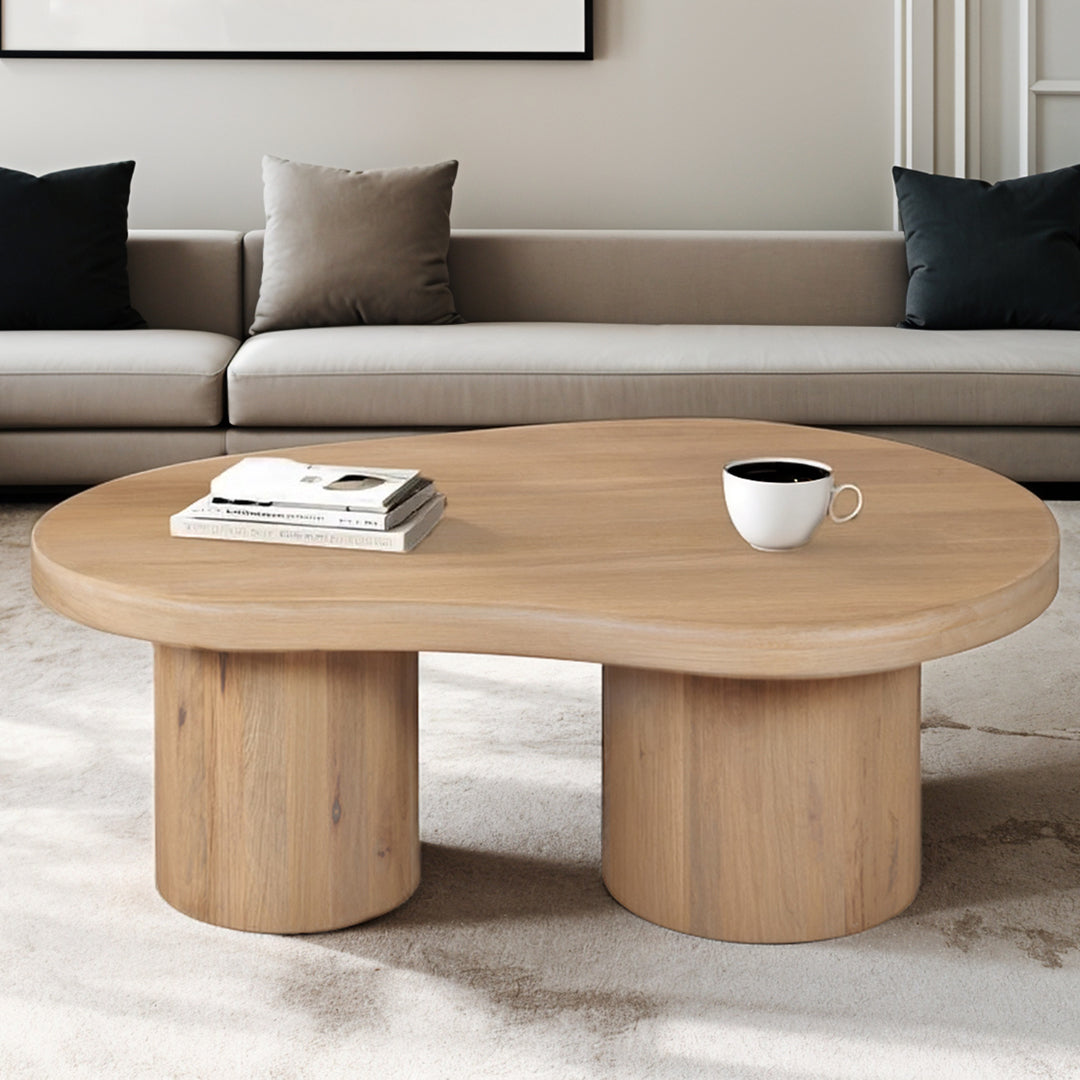 Solid Mango Wood Coffee Table in Fluted Design - Austin