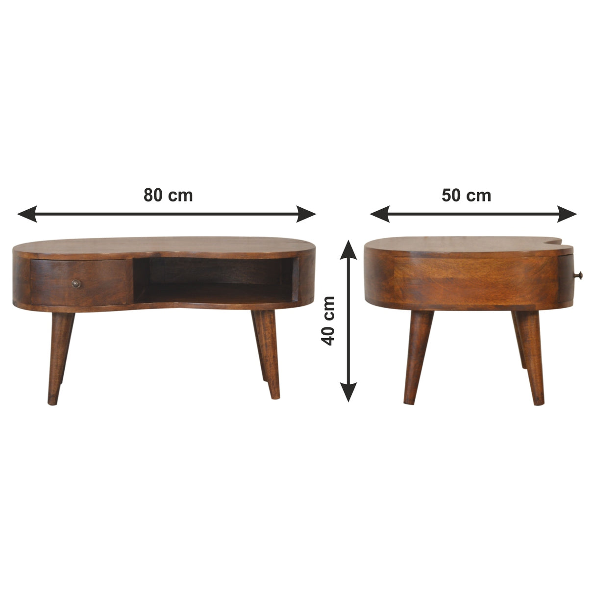 Solid Mango Wood Coffee Table in Wave Shape - Birmingham