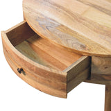 Solid Mango Wood Coffee Table Round With 2 Drawers - Odyssey