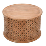 Solid Mango Wood Coffee Table Round - Artwork