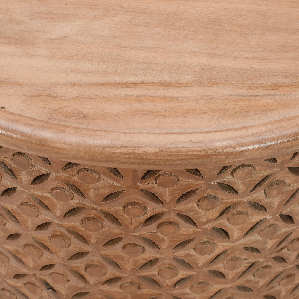 Solid Mango Wood Coffee Table Round - Artwork