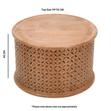 Solid Mango Wood Coffee Table Round - Artwork