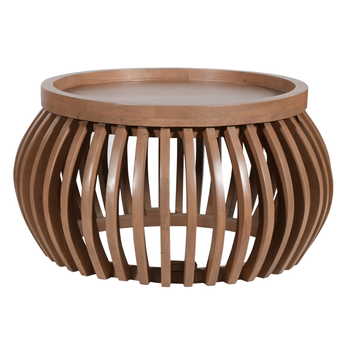 Solid Mango Wood Coffee Table Round Small And Low - Indus