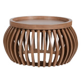 Solid Mango Wood Coffee Table Round Small And Low - Indus