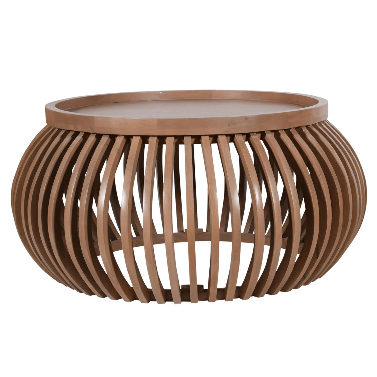 Solid Mango Wood Coffee Table Round Small And Low - Indus