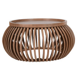 Solid Mango Wood Coffee Table Round Small And Low - Indus