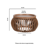 Solid Mango Wood Coffee Table Round Small And Low - Indus