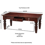 Solid Mango Wood Coffee Table With 1 Drawer - Jaipur
