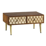 Solid Mango Wood Coffee Table With 2 Drawers - Edison