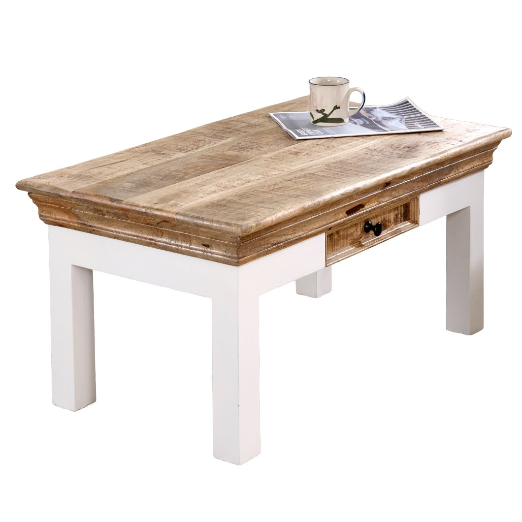 Solid Mango Wood Coffee Table With Drawer - Alfie