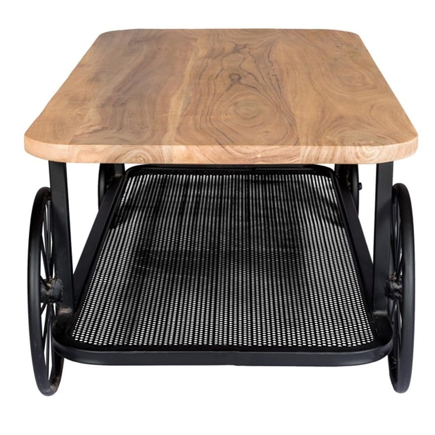 Solid Mango Wood Coffee Table With Metal Base - Craft
