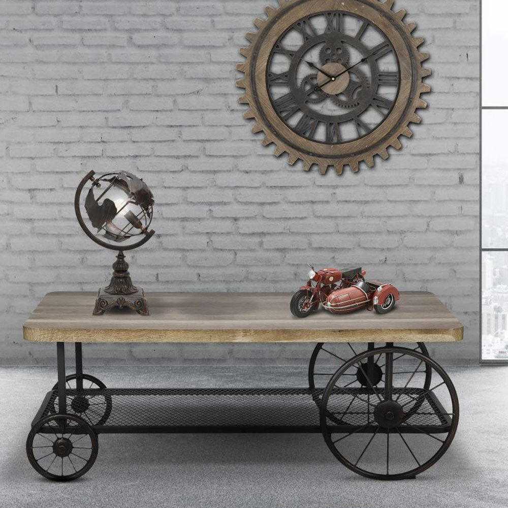 Solid Mango Wood Coffee Table With Metal Base - Craft
