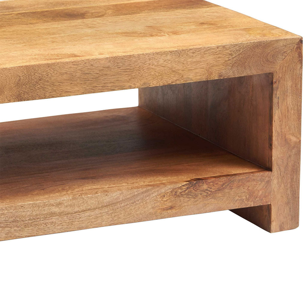 Solid Mango Wood Coffee Table With Undershelf - Toko