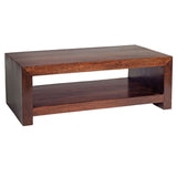 Solid Mango Wood Coffee Table With Undershelf - Toko