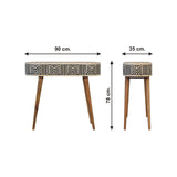 Solid Mango Wood Console Table With 1 Bone Inlay Front Drawer - Edessa