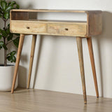 Solid Mango Wood Console Table With 2 Drawers - Coventry
