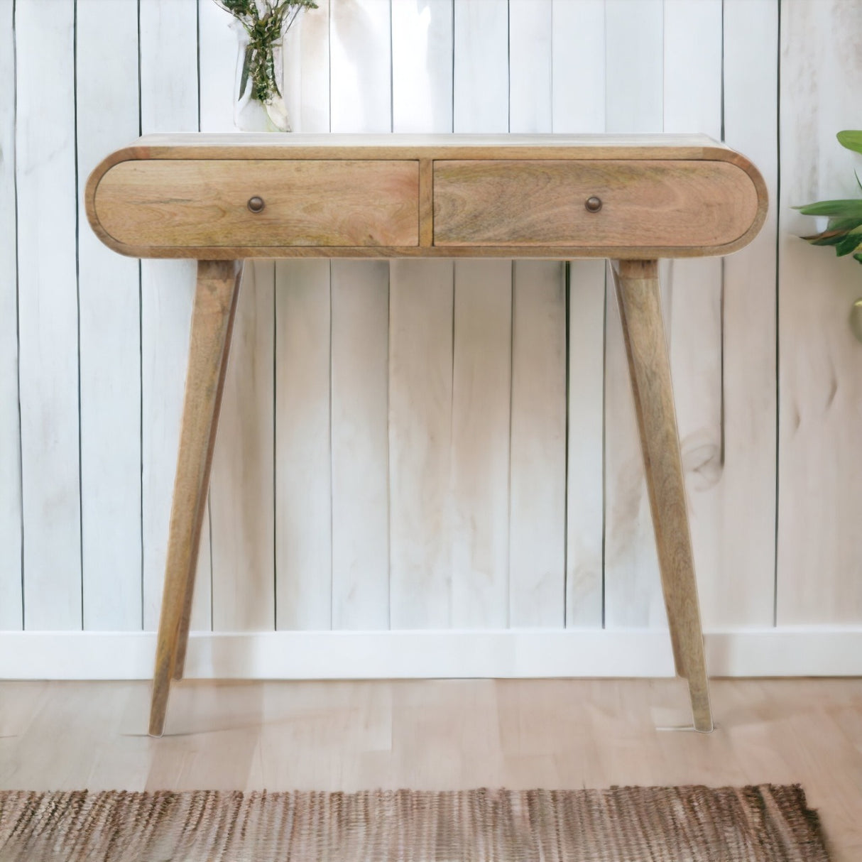 Solid Mango Wood Console Table With 2 Drawers - London
