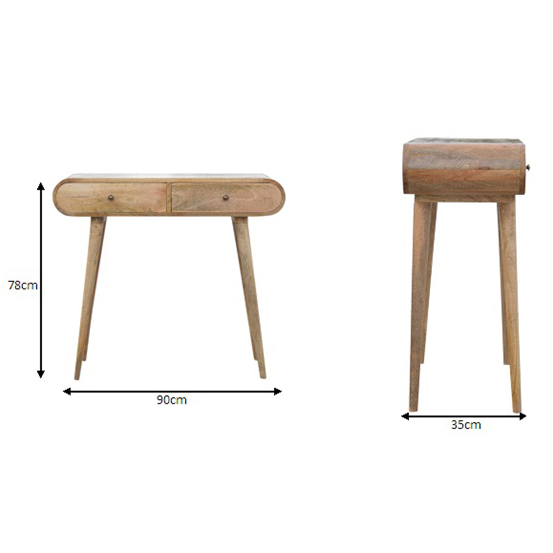 Solid Mango Wood Console Table With 2 Drawers - London
