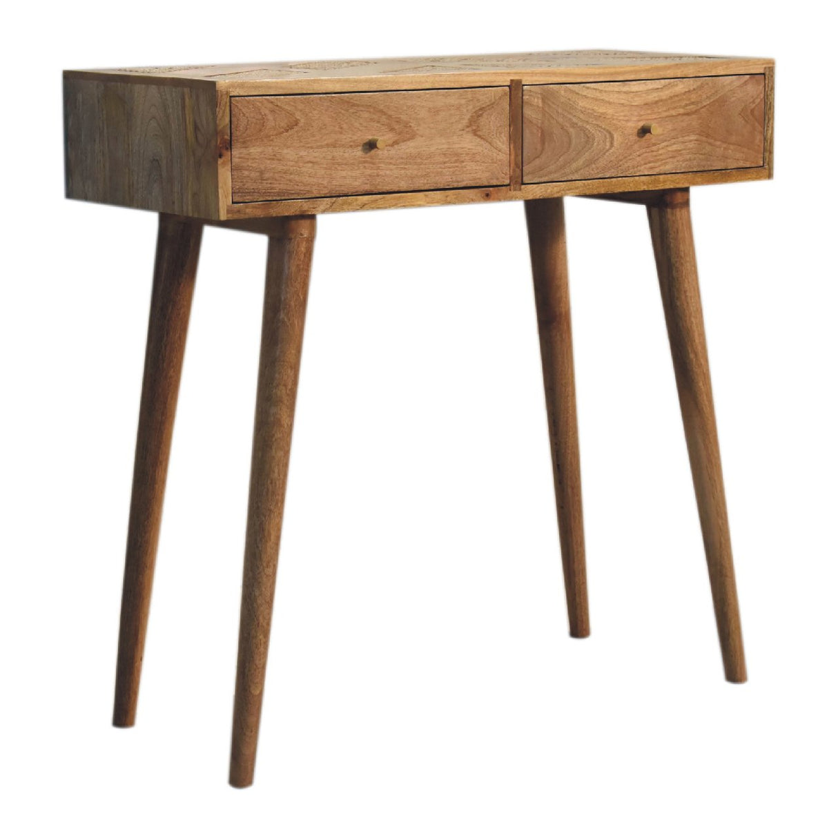 Solid Mango Wood Console Table Aztec With 2 Drawers - Larissa