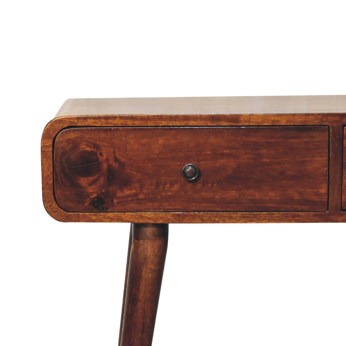 Solid Mango Wood Console Table Curved With 2 Drawers - Birmingham