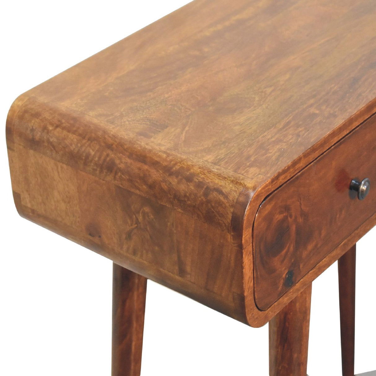 Solid Mango Wood Console Table Curved With 2 Drawers - Birmingham