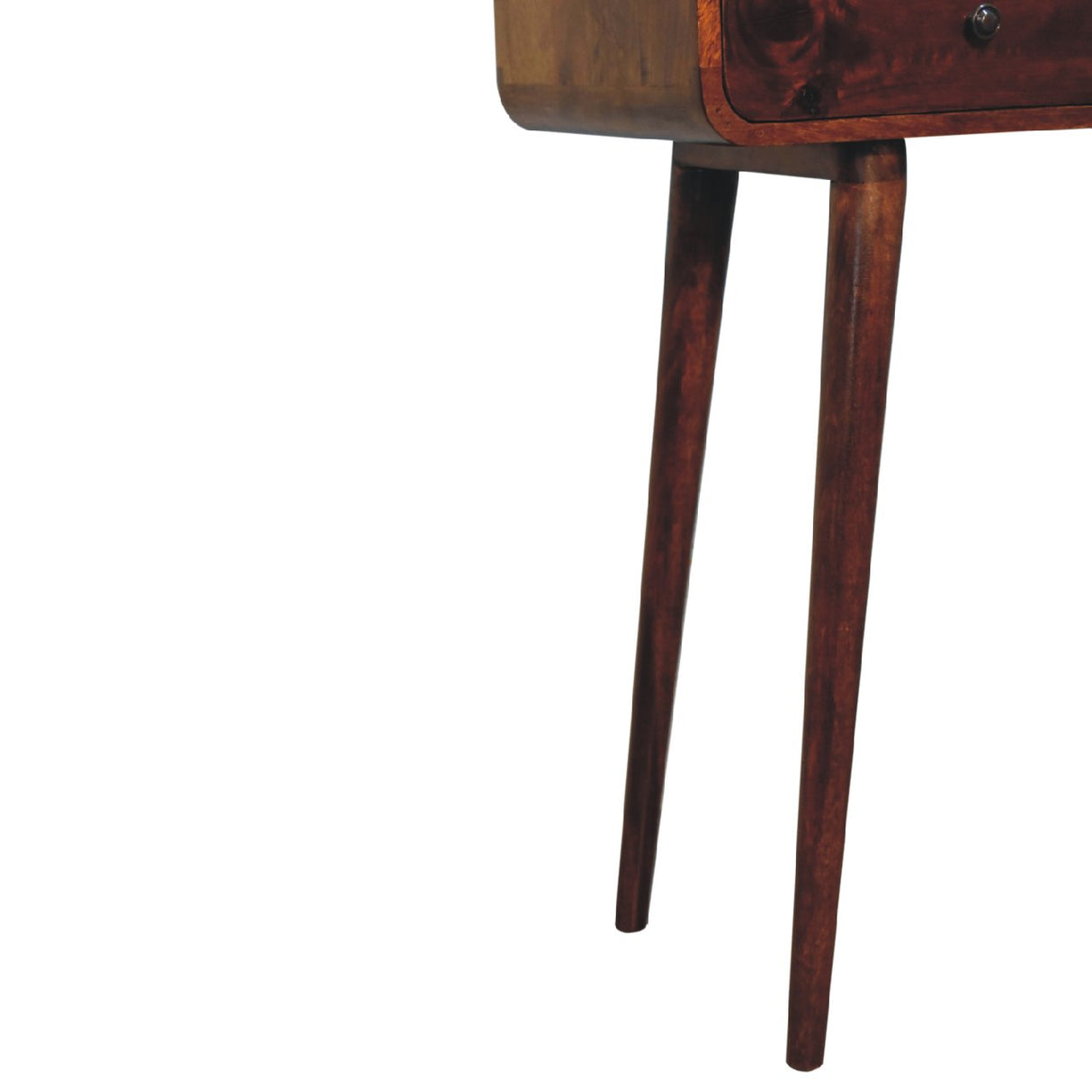 Solid Mango Wood Console Table Curved With 2 Drawers - Birmingham