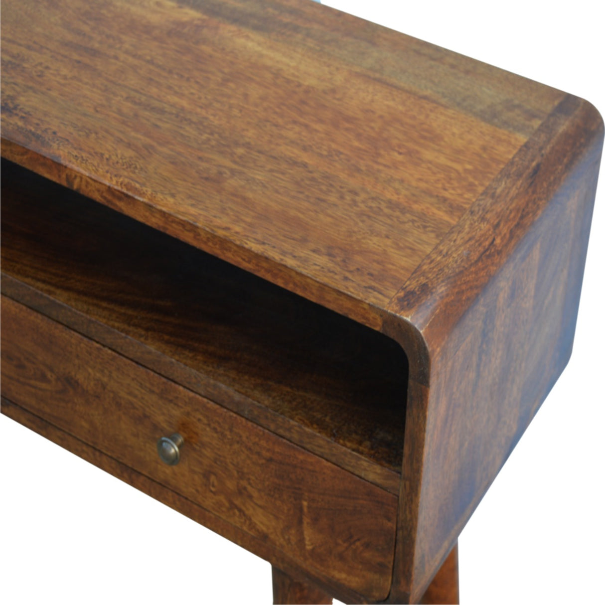 Solid Mango Wood Console Table Curved With 2 Drawers - Gloucester
