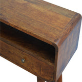 Solid Mango Wood Console Table Curved With 2 Drawers - Gloucester