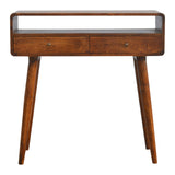 Solid Mango Wood Console Table Curved With 2 Drawers - Gloucester