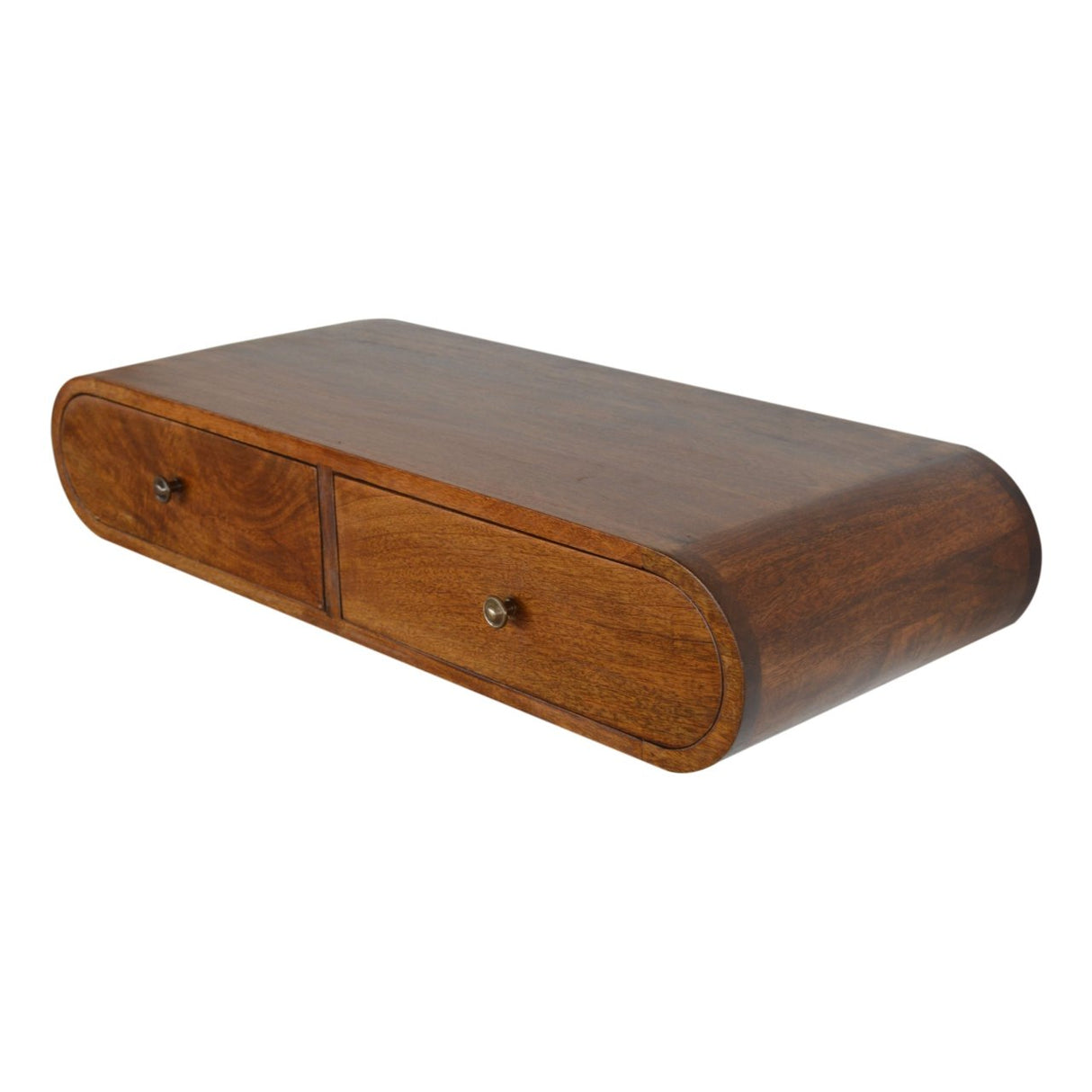 Solid Mango Wood Console Table Floating With 2 Drawers - London