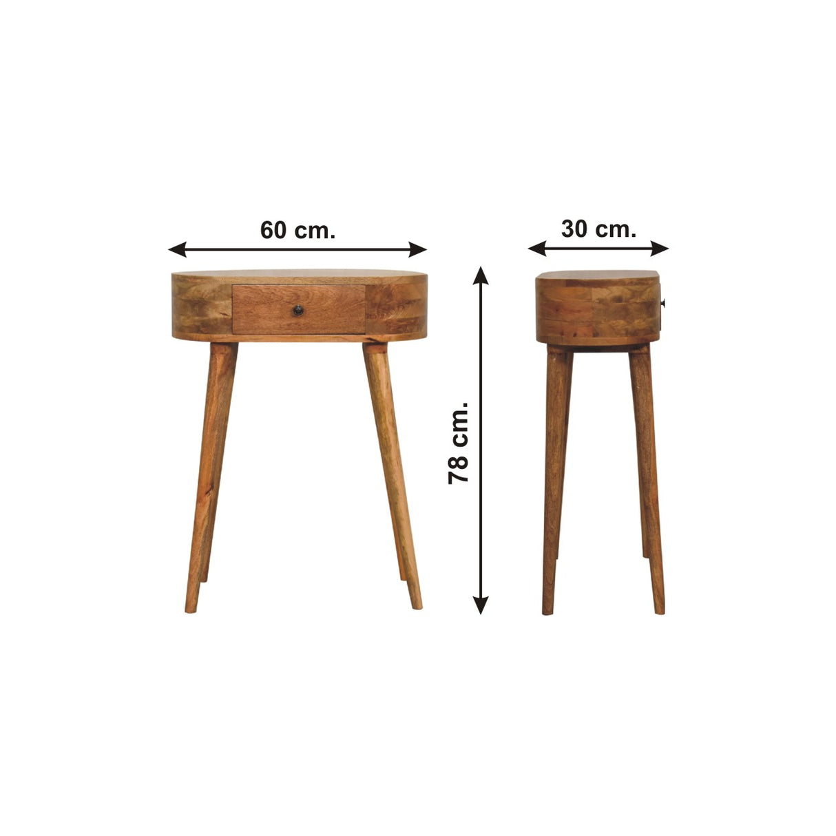 Solid Mango Wood Console Table Mini With 1 Drawer - Albion