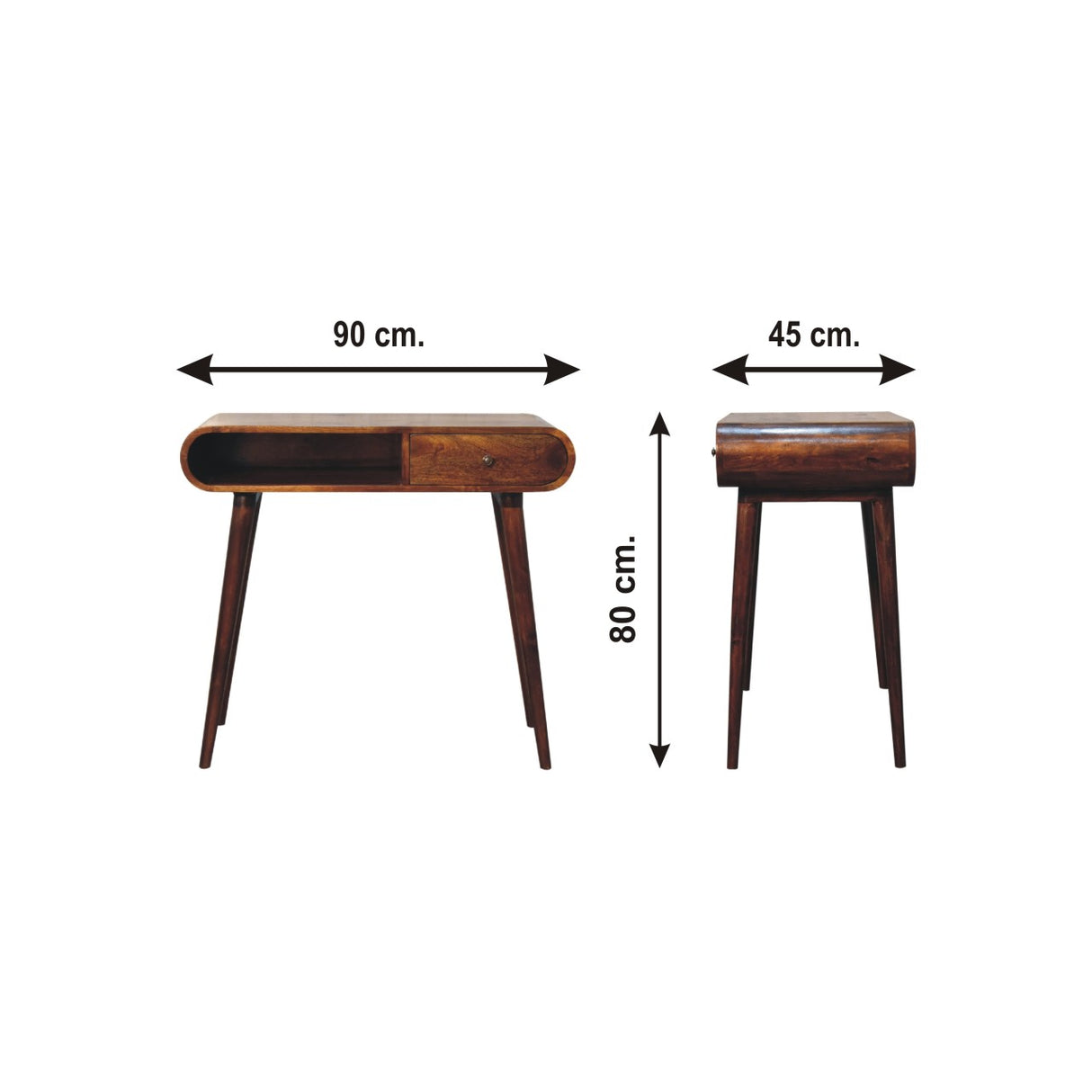 Solid Mango Wood Console Table Open With 2 Drawers - London
