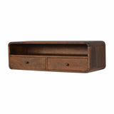 Solid Mango Wood Console Table Open Floating With 2 Drawers - Hereford