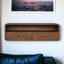 Solid Mango Wood Console Table Open Floating With 2 Drawers - Hereford